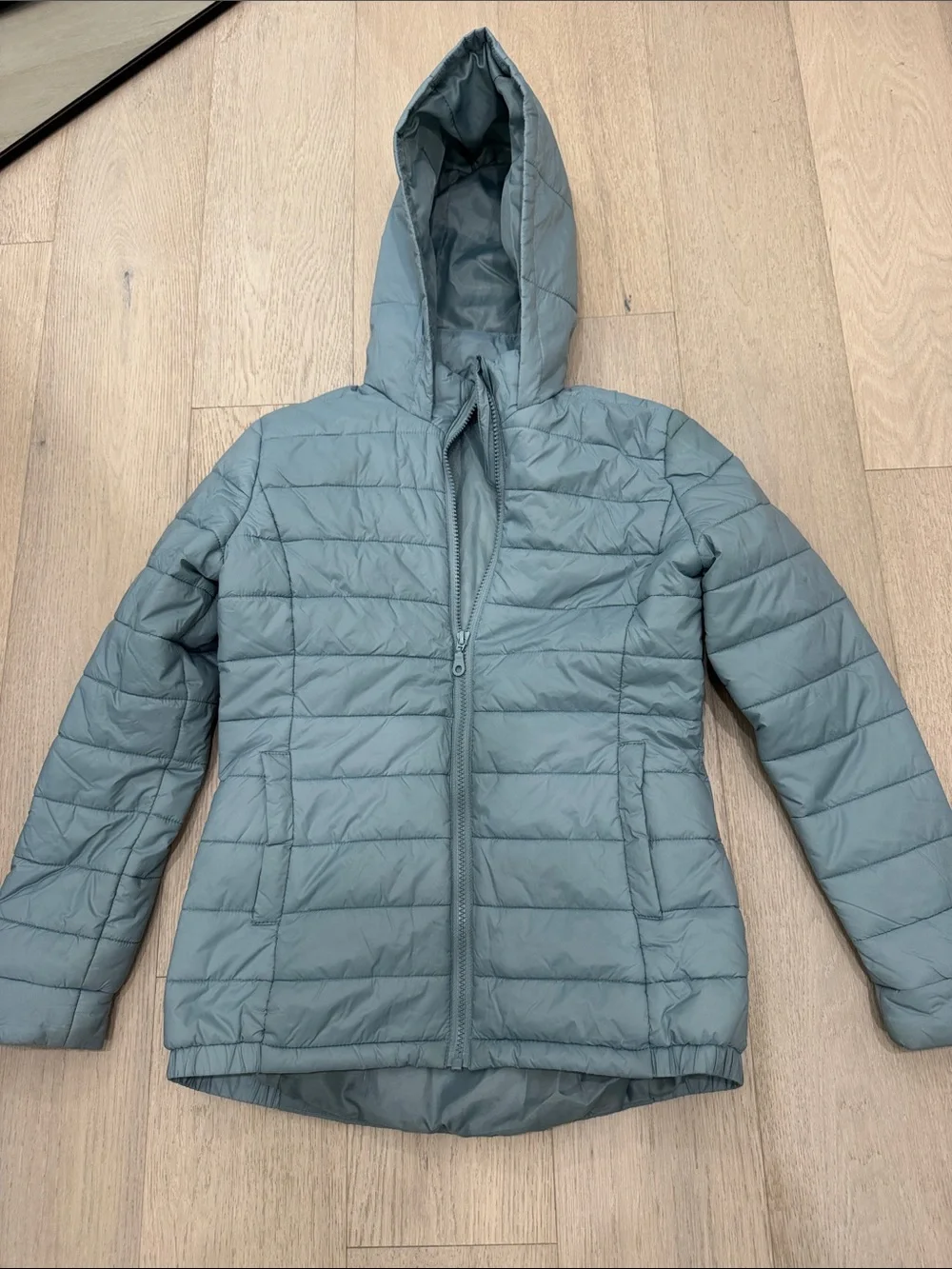 Zella Light Blue Hooded Quilted Puffer Jacket